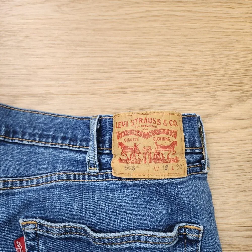 Levi's 505 Jeans Mens 40x30 Regular Fit Straight Blue Rugged Denim Cowboy Pants